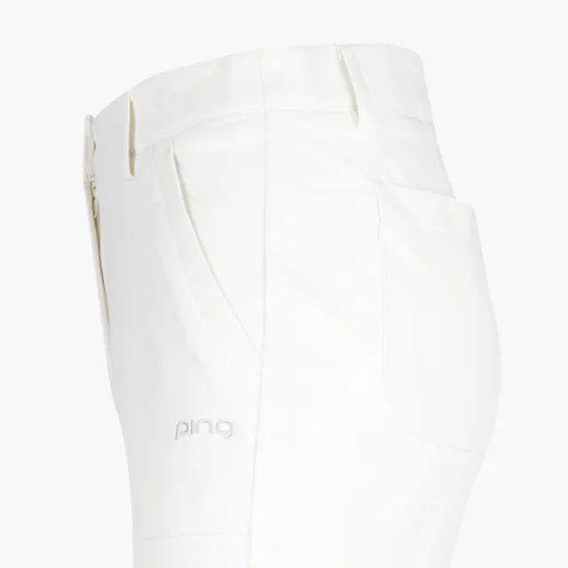 【PING】女款車線剪接高彈性吸濕排汗休閒長褲-白(GOLF/高爾夫球褲/RE23209-73)