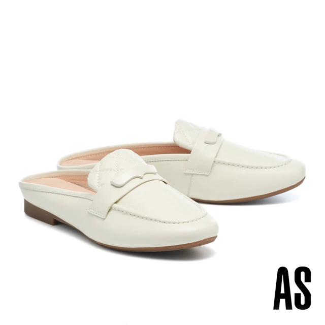AS 集團 率性優雅鉚釘造型寬帶羊皮厚底涼鞋(白)好評推薦