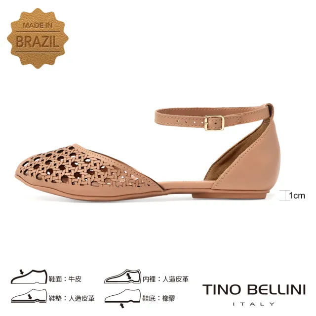 【TINO BELLINI 貝里尼】巴西進口魚口平底涼鞋FS7T005(裸棕)