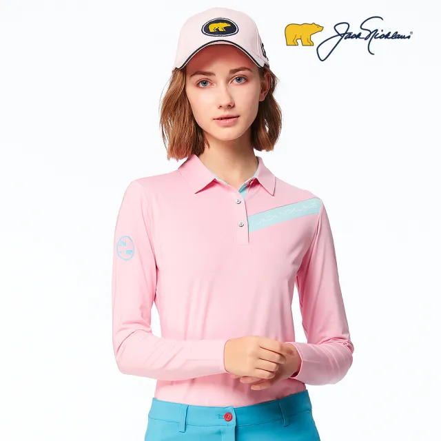 【Jack Nicklaus 金熊】GOLF女款吸濕排汗剪接配色POLO/高爾夫球衫(粉色)（其他規格）