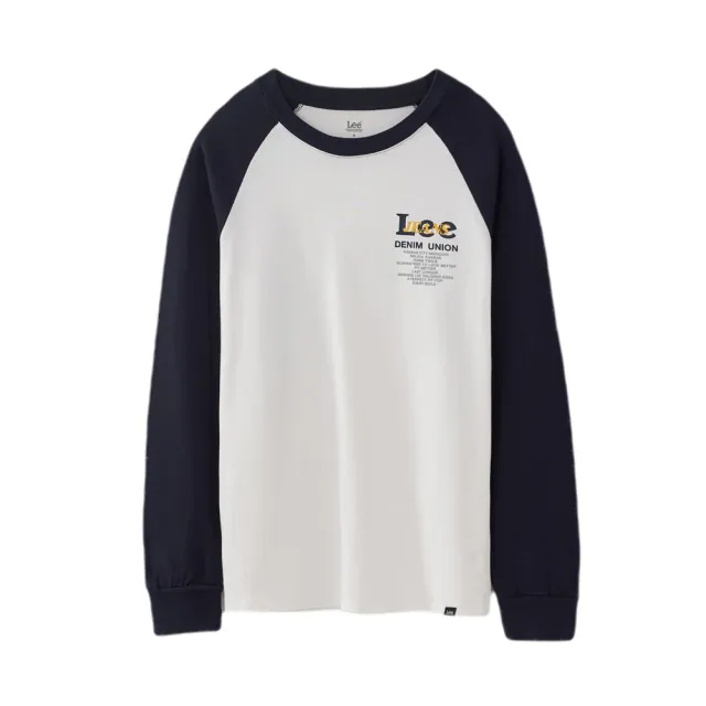 【Lee 官方旗艦】男裝 長袖T恤 / 校園風 連肩袖撞色LOGO 共2色 標準版型(LL200293K15 / LL2002939CG)