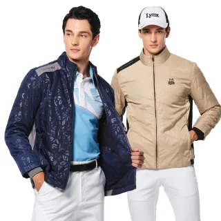 【Lynx Golf】男款防風防潑水鋪棉保暖壓光造型配布剪裁變色膠印設計長袖外套(二色)