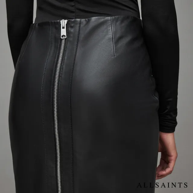 【ALLSAINTS】LUCILLE 高腰羊皮短裙Black WL072Z(修身版型)