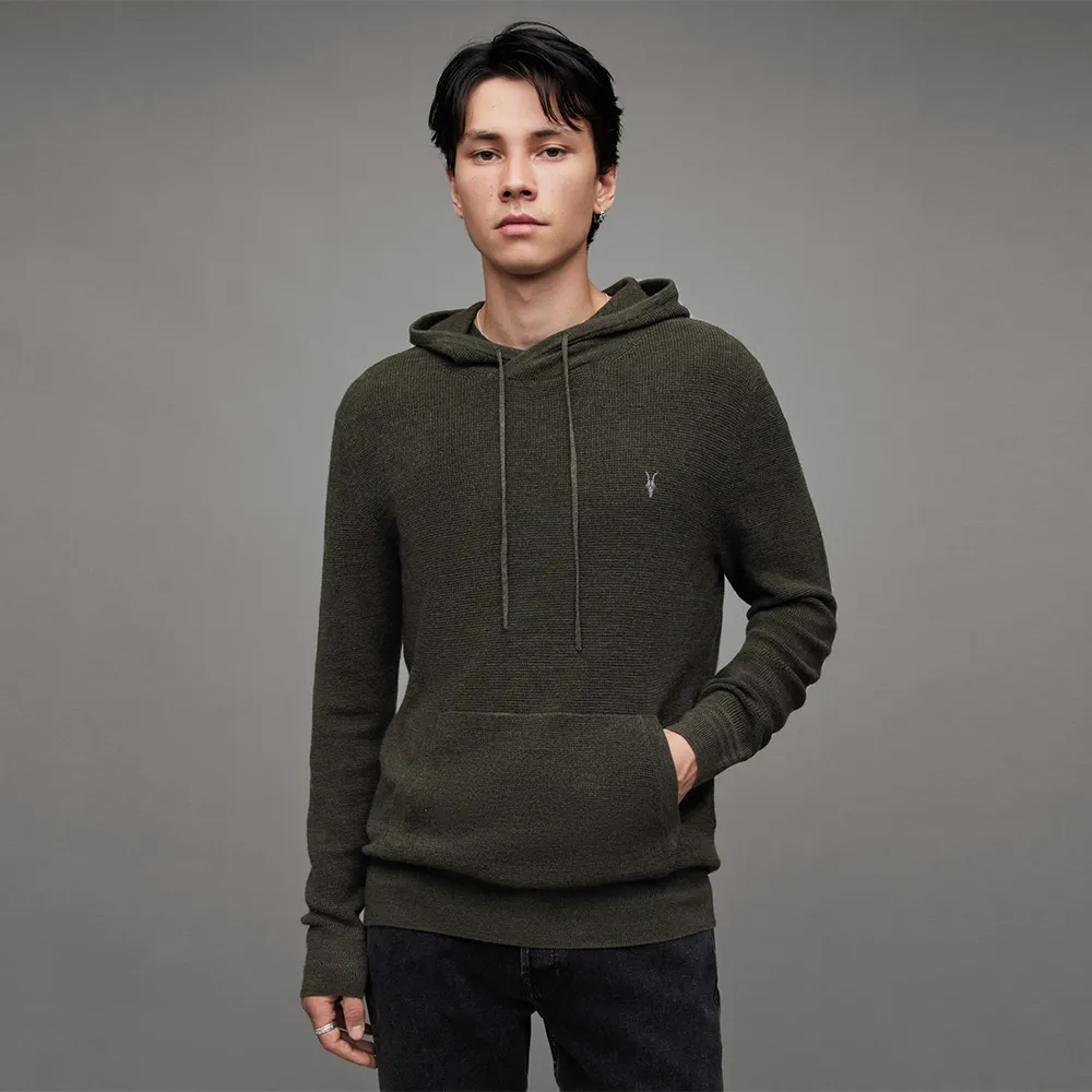 【ALLSAINTS】IVAR 羊毛針織連帽上衣RYE GRASS GREEN ML MK055P(常規版型)