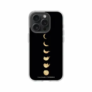 【RHINOSHIELD 犀牛盾】iPhone 15系列 Clear MagSafe兼容 磁吸透明手機殼/貓咪月象-黑(I Love Doodle)