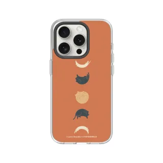 【RHINOSHIELD 犀牛盾】iPhone 15系列 Clear MagSafe兼容 磁吸透明手機殼/貓咪月象-橘(I Love Doodle)