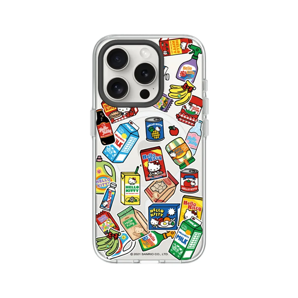 【RHINOSHIELD 犀牛盾】iPhone 15系列 Clear MagSafe兼容 透明手機殼/Sticker-Supermarket(Hello Kitty)