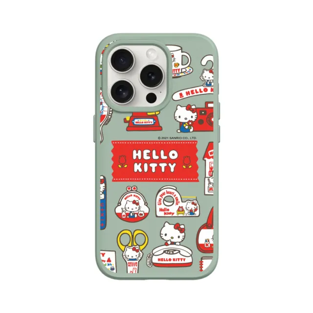 【RHINOSHIELD 犀牛盾】iPhone 15/Plus/Pro/Max SolidSuit背蓋手機殼/Sticker-生活小物(Hello Kitty)