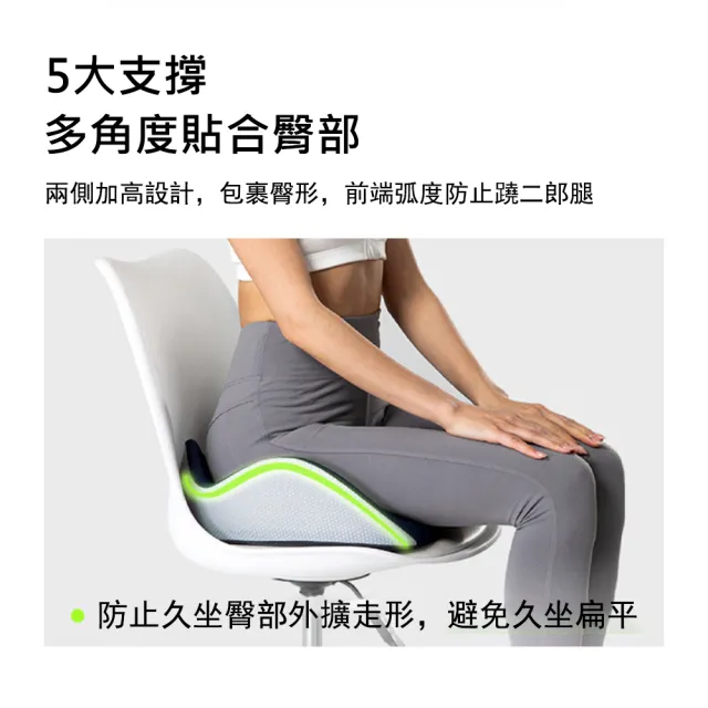 【Kyhome】W型慢回彈記憶棉坐墊 辦公室久坐減壓墊(美臀護腰/透氣鏤空/尾椎枕)