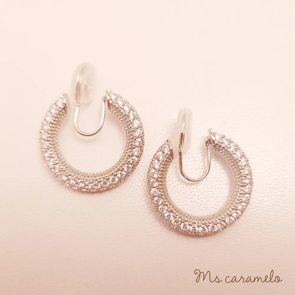 【焦糖小姐 Ms caramelo】夾式耳環 鋯石耳環(滿鑽耳環)