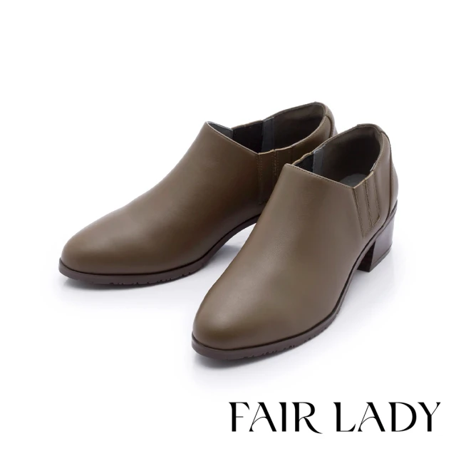 FAIR LADYFAIR LADY 小時光 質感素面造型中跟踝靴(橄欖綠、8A2782)