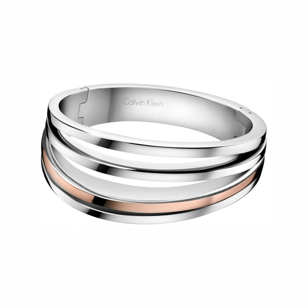 【Calvin Klein 凱文克萊】Breathe系列玫瑰金雙色經典手環-S(ck手環)