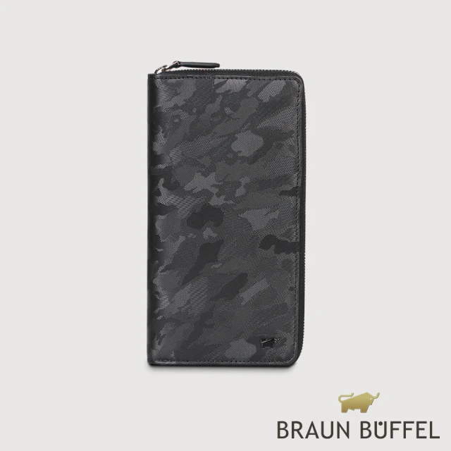 BRAUN BUFFEL 德國小金牛BRAUN BUFFEL 德國小金牛 台灣總代理 雅各 15卡全開拉鍊長夾-黑色(BF516-603-BK)