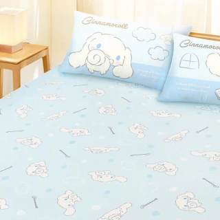 【享夢城堡】天絲卡通二件式床包枕套組(單人3.5x6.2-三麗鷗大耳狗Cinnamoroll 晴天娃娃-藍)