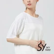 【SKY YARD】網路獨賣款-透氣網布拼接長版上衣(白色)