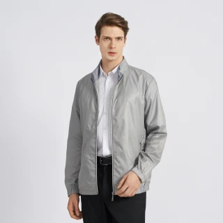 【BARONECE 百諾禮士】男款 進口素材抗UV網紋印花立領薄夾克外套-灰色(1198601-83)