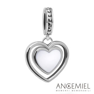 【Angemiel 安婕米】925純銀珠飾 心相印 吊飾(白)