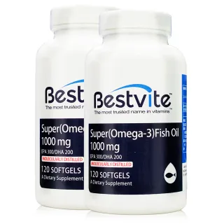 【美國BestVite】必賜力超級OMEGA-3魚油膠囊2瓶組(120顆*2瓶-效期至2027/7/31)