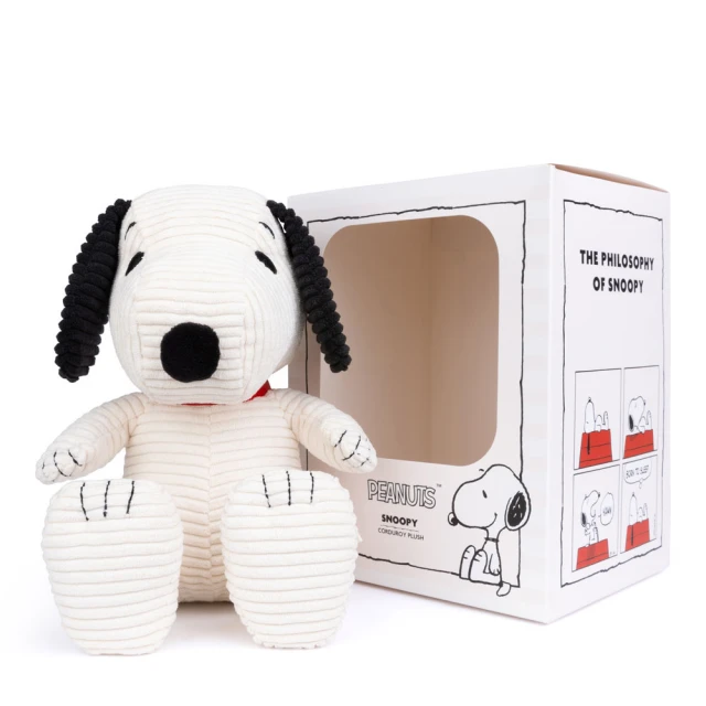 BON TON TOYS Snoopy史努比燈芯絨盒裝填充玩偶-奶油 27cm(玩偶、娃娃、公仔)