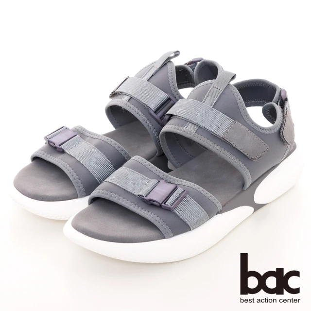 bacbac 輕量化彈力厚底休閒涼鞋(灰色)