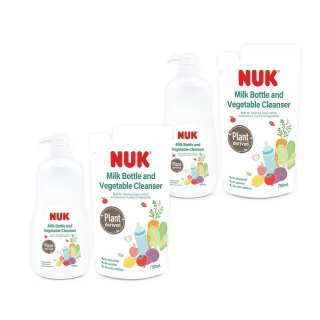 【NUK 官方直營】植萃奶瓶蔬果清潔液組合950+750mLx2入組(momo限定組合)