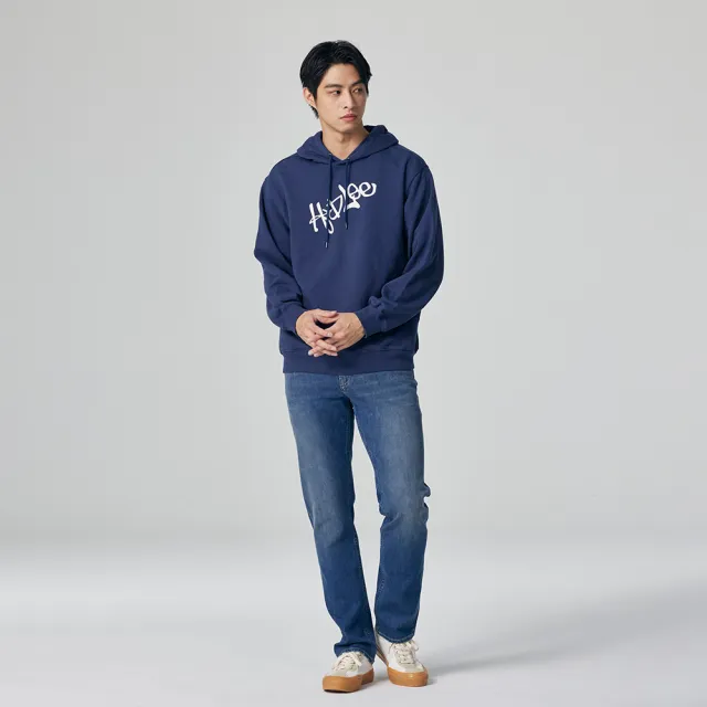 【Lee】男裝 長袖帽T / 胸前草寫 H.D Lee 印字 共2色 舒適版型(LB330011K15 / LB330011742)