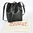 【MANSUR GAVRIEL】Saffiano 防刮皮革斜背MINI 水桶包(黑/紅色)