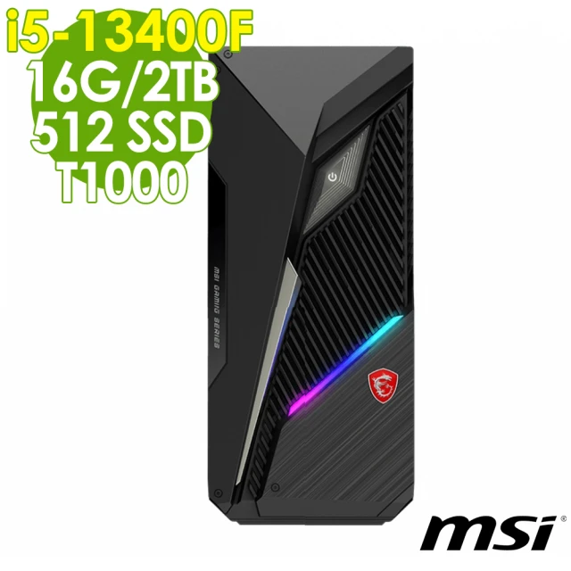 MSI 微星MSI 微星 i5 T1000 十核電腦(Infinite S3/i5-13400F/16G/2TB HDD+512G SSD/T1000-8G/W11P)