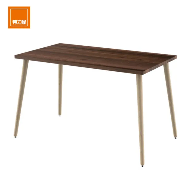 【特力屋】組合  萊特長型桌板胡桃木色+實木桌腳橡木色