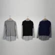 【MASTINA】襯衫領假兩件式長袖針織衫(藍 黑 灰)
