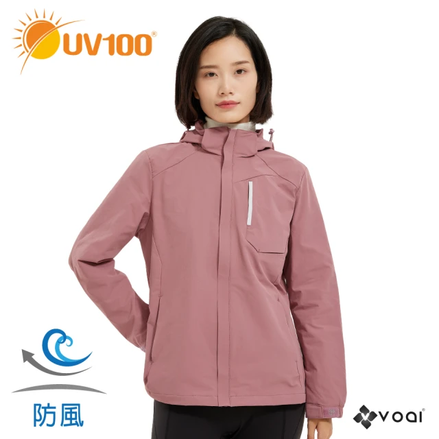 UV100UV100 防風保暖-彈力連帽女外套-帽可拆AB23525(防風、保暖、連帽外套、VOAI)