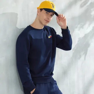 【NAUTICA】男裝 COMPETITION 簡約刷毛長袖大學T(藍)