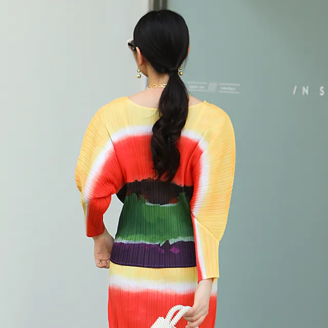 【羽生摺衣】i摺衣-日系 簡約風 彩色層 摺袖上衣(共二色)