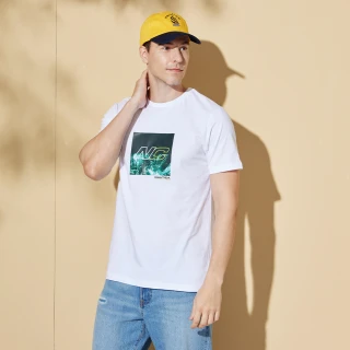 【NAUTICA】男裝 COMPETITION海浪印花短袖T恤(白)