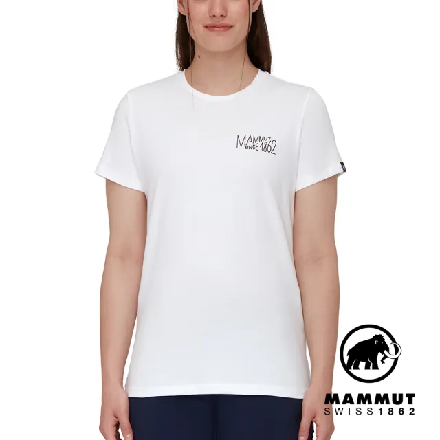 【Mammut 長毛象】Massone T-Shirt Women No Ceiling 有機棉機能短袖T恤 女款 白色 #1017-05241