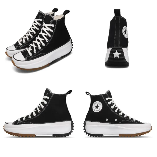 【CONVERSE】帆布鞋 Run Star Hike 穿搭 男女鞋 厚底 增高 平民版 黑 白 休閒鞋(166800C)
