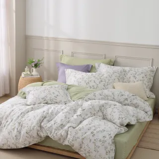 【棉眠DreamTime】100%精梳棉四件式兩用被床包組-夜雨(雙人)