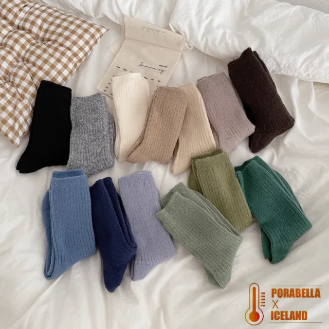 【Porabella】襪子 襪 素色襪 羊毛襪 加厚 女中筒襪 女襪 SOCKS