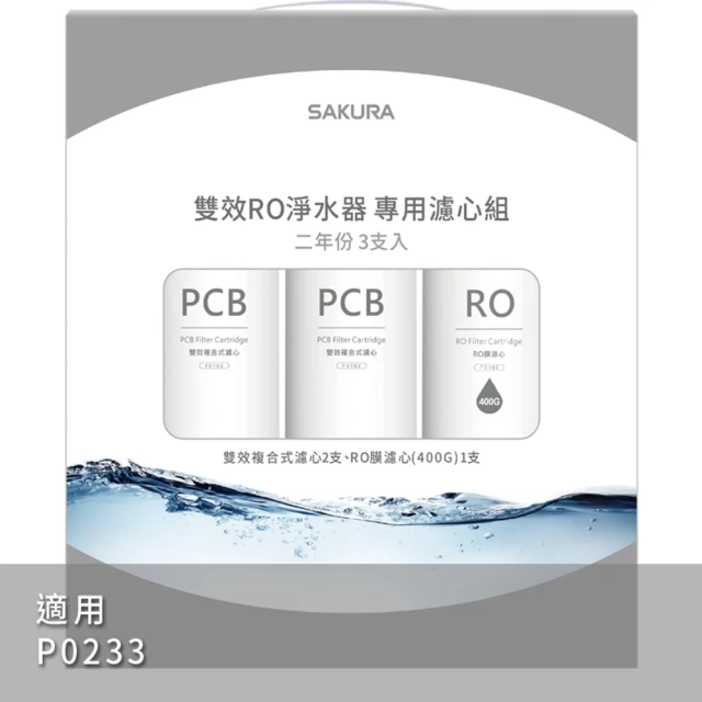 SAKURA 櫻花 雙效RO淨水器P0233專用濾芯組3支入(F2193)