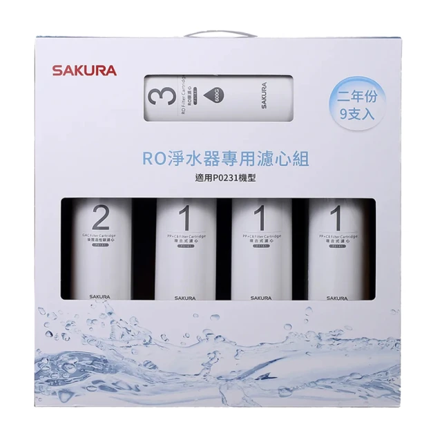 【SAKURA 櫻花】RO淨水器P0231專用濾芯組9支入(F01961)
