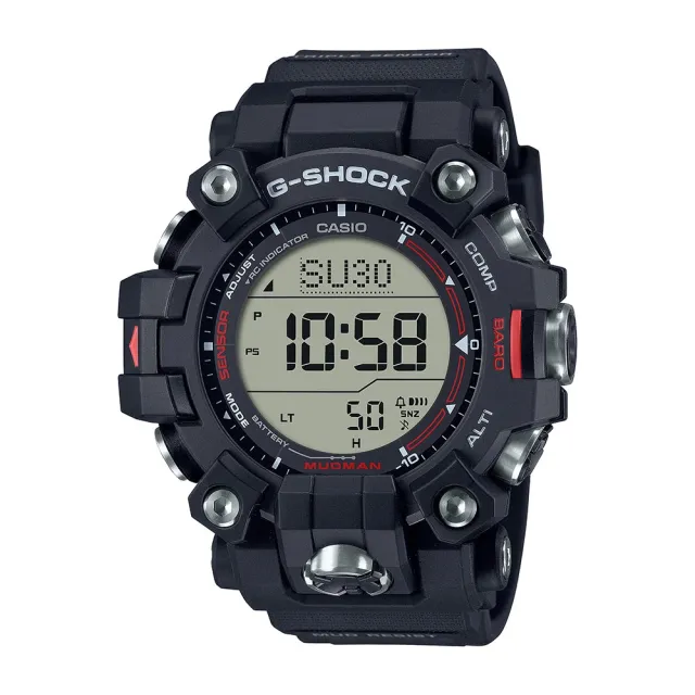 CASIO 卡西歐】G-SHOCK 電波太陽能防塵泥雙層LCD顯示三重感應器經典黑