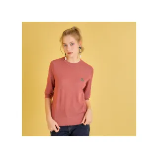 【YUTZUYA 優姿雅】精美銀鑽櫻桃麻花直紋針織衫/上衣-深豆沙(五分袖/高彈力/輕暖薄毛衣)