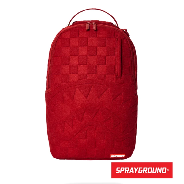 【SPRAYGROUND】REVVED UP 羊毛氈壓紋鯊魚大容量後背包(紅色)