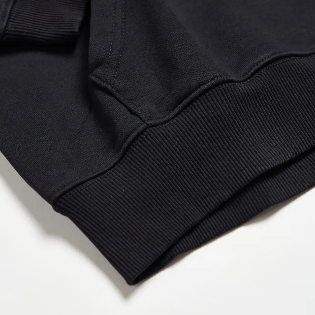 【EDWIN】男女裝 東京散策系列 鯛魚燒連帽長袖T恤(黑色)
