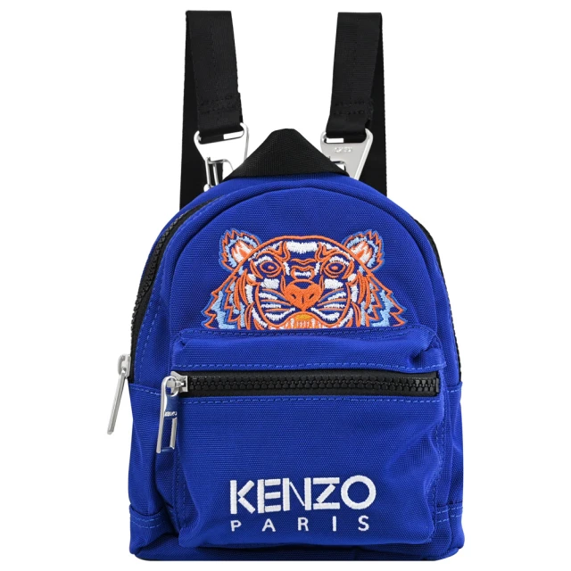 KENZO 經典電繡虎頭帆布三用迷你手提斜背包後背包(藍橘)