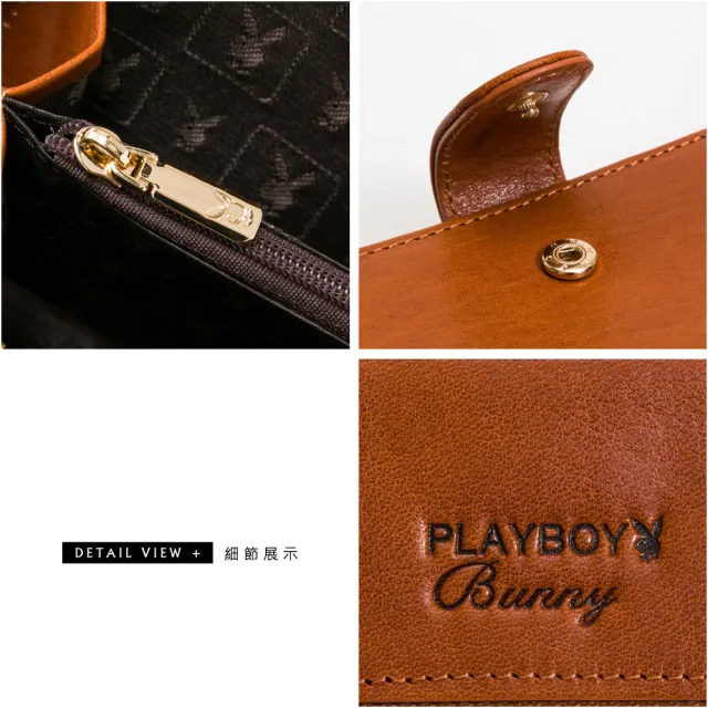 【PLAYBOY】拉鏈長夾  Leather系列(咖色)