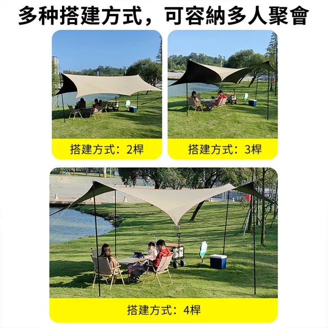 【小不記】遮陽防水天幕帳蓬4.5*3.3m(戶外露營天幕 黑膠全遮光天幕 帳篷 遮雨棚 遮陽蓬 登山露營裝備)