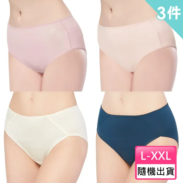 【Swear 思薇爾】3件組日日春系列L-XXL素面三角女內褲(隨機出貨)