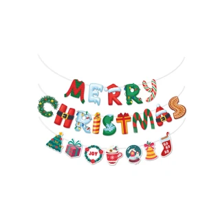 【北熊の天空】繽紛彩色聖誕拉旗 派對掛旗 聖誕節紙質拉旗 聖誕佈置MERRY CHRISTMAS(聖誕佈置 裝飾 拉旗)
