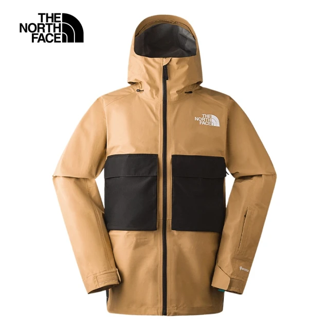 The North Face 北面男款卡其色防水透氣舒適保暖連帽衝鋒衣｜82V9I0J